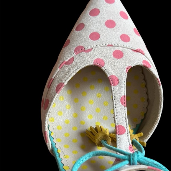 Boden Alice T Strap Suede Leather Polka Dot Pumps Women’s Size 9M Pointed Toe - Picture 12 of 15